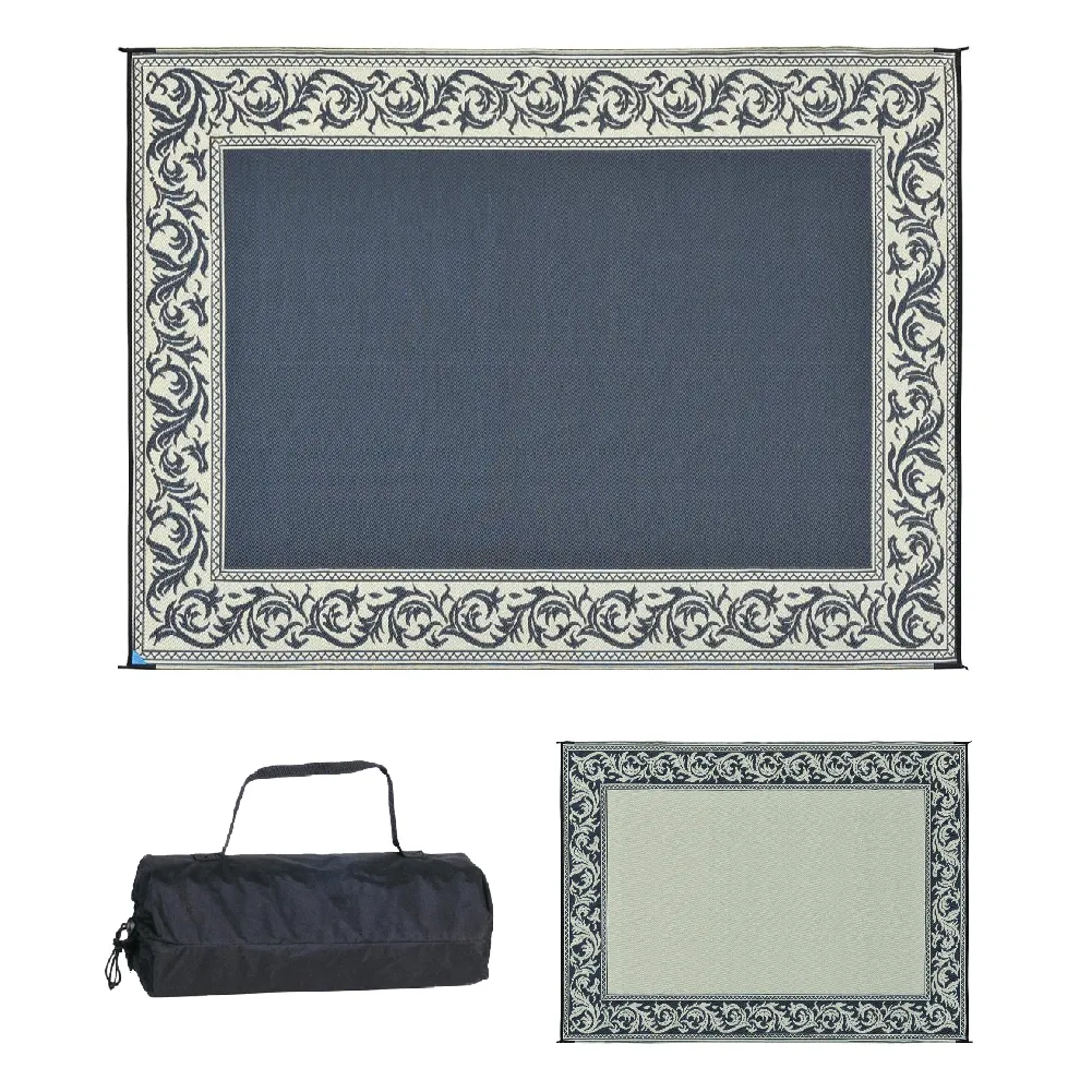 PATIO MAT, 9x12 BLACK/BEIGE