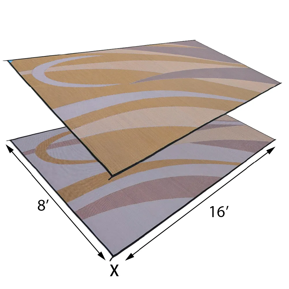 PATIO MAT,8x16 BROWN/GOLD
