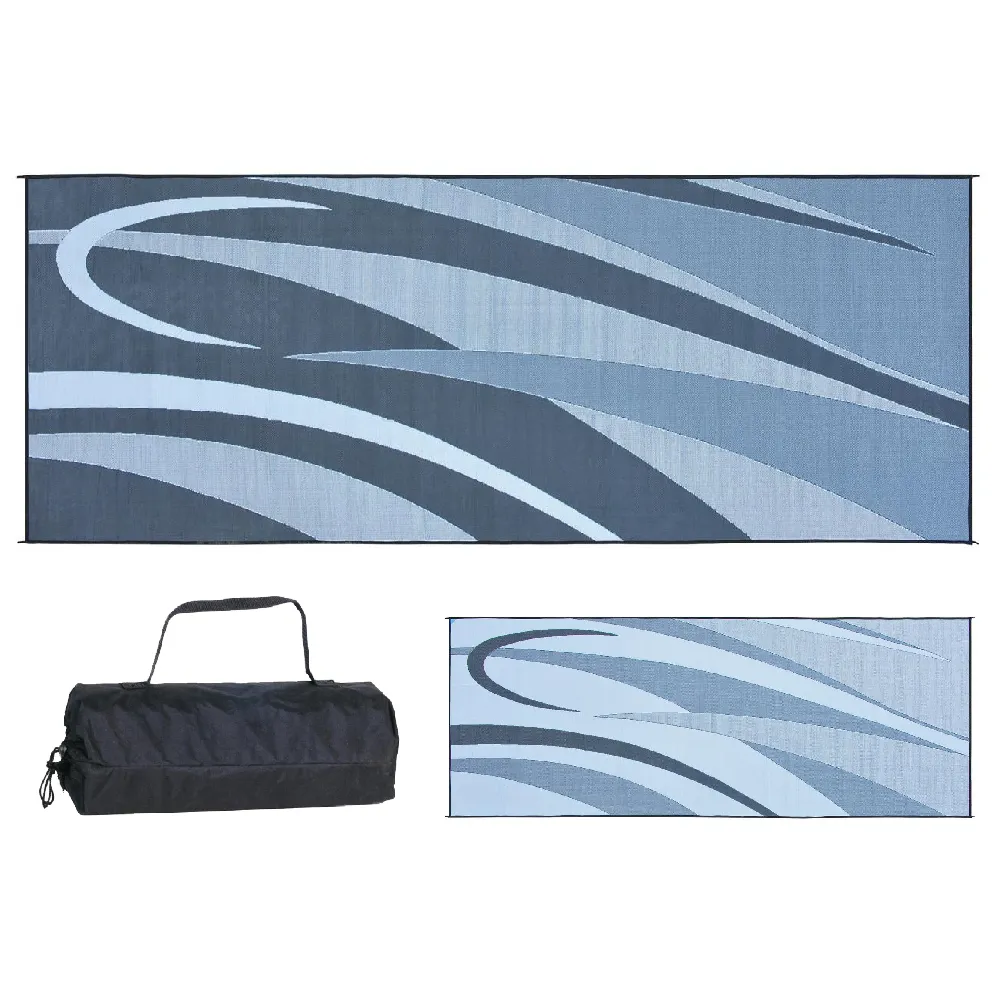 PATIO MAT,8x20 BLACK/SILVER