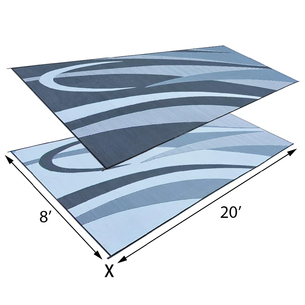 PATIO MAT,8x20 BLACK/SILVER