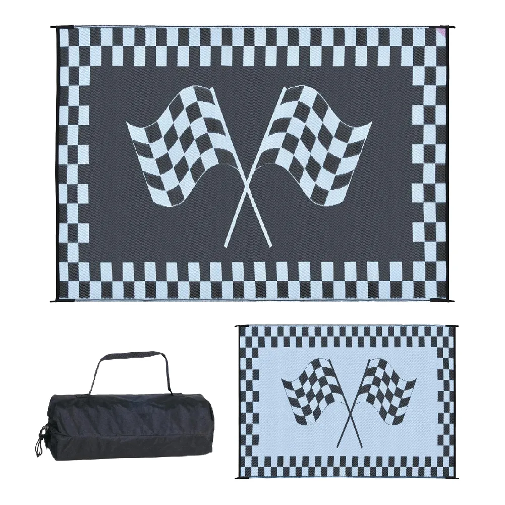 PATIO MAT,6X9 RACING FLAG