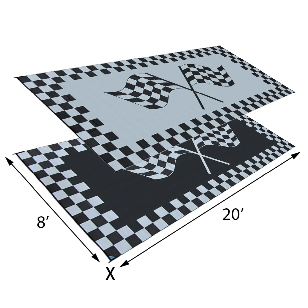 PATIO MAT,8X20 RACING FLAG