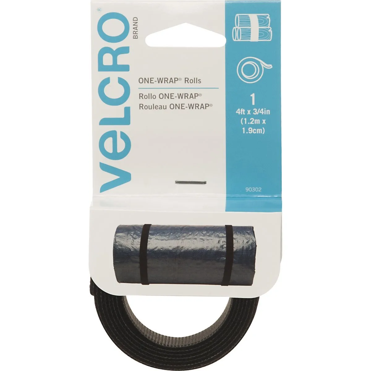 VELCRO BUNDLE TIES,3'BLK