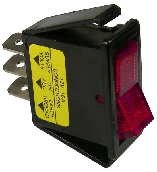 ILLUMINATED SPST ROCKER -RED