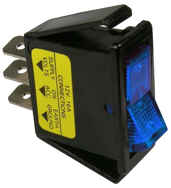 ILLUMINATED SPST ROCKER -BLUE