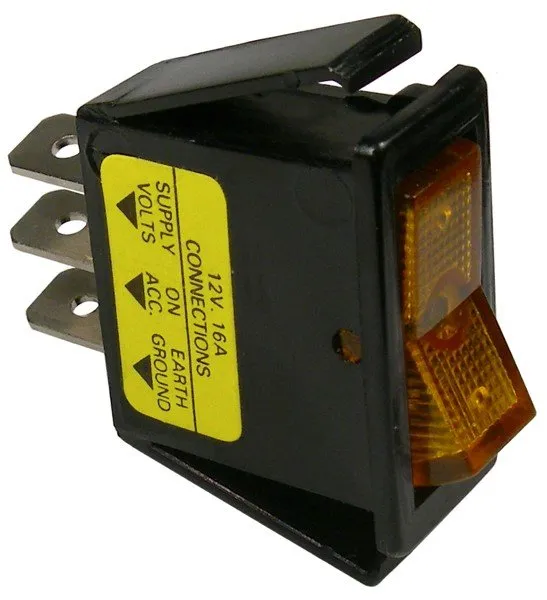 ILLUMINATED SPST ROCKER -AMBER