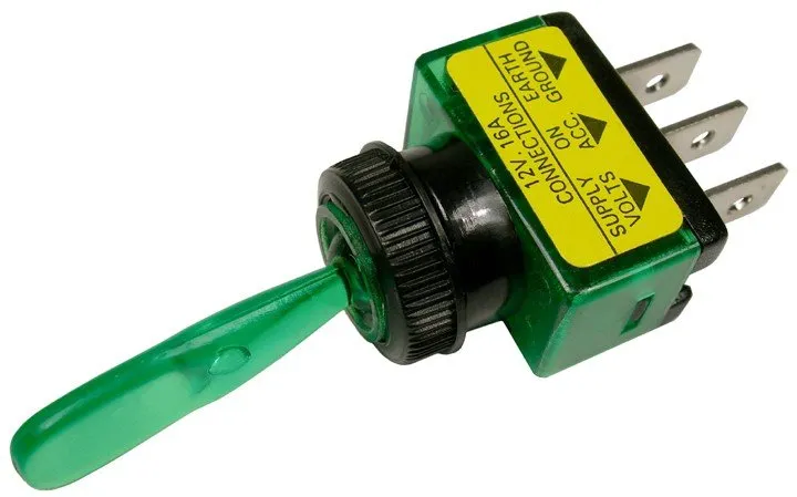 ILLUMINATED SPST TOGGLE -GREEN