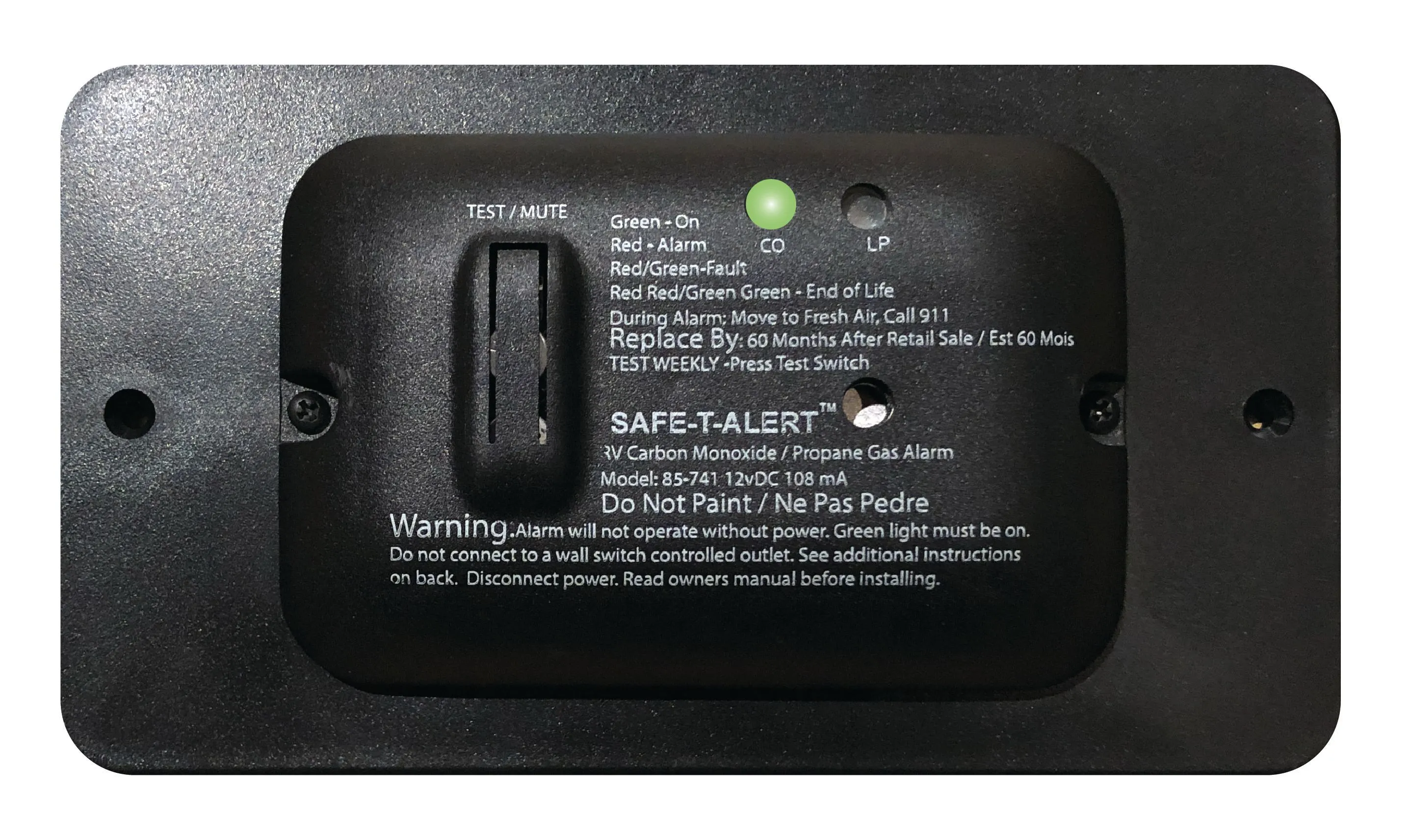 LP/CO DUAL SLIM ALARM UNIV BLK