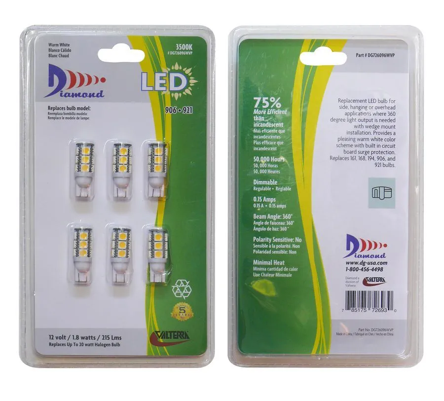 LED BULB 921 SOFT WHITE 6/pk