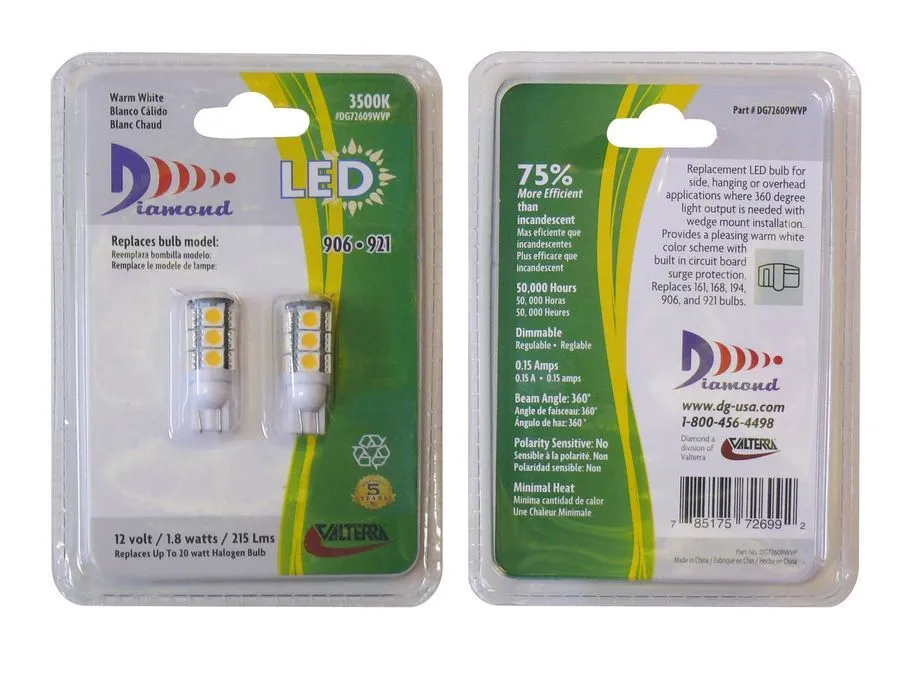 921 LED BULB BRIGHT WHI 2/pk