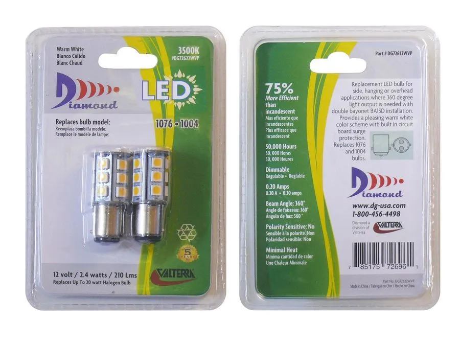 1076 LED BULB SOFT WH 2/pk