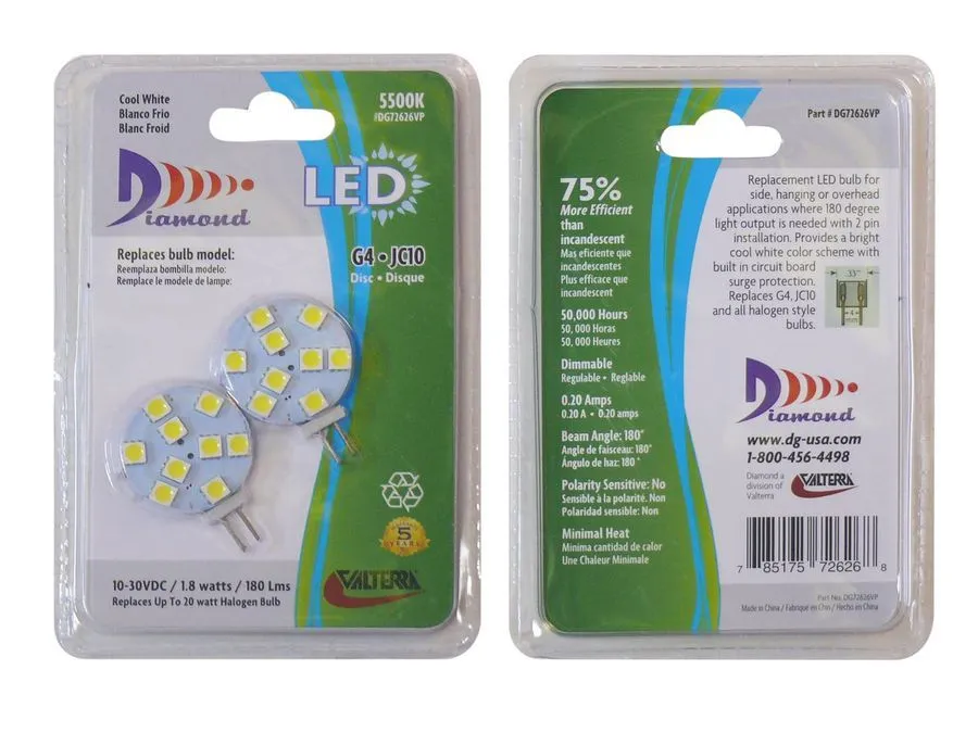 DISC LED G4/JC10 LED BULB 2/pk