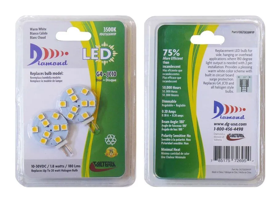 DISC LED G4/JC10 LED BULB 2/pk