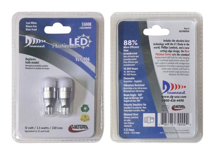 LED 2PK WHITE CAP 921 PLATINUM