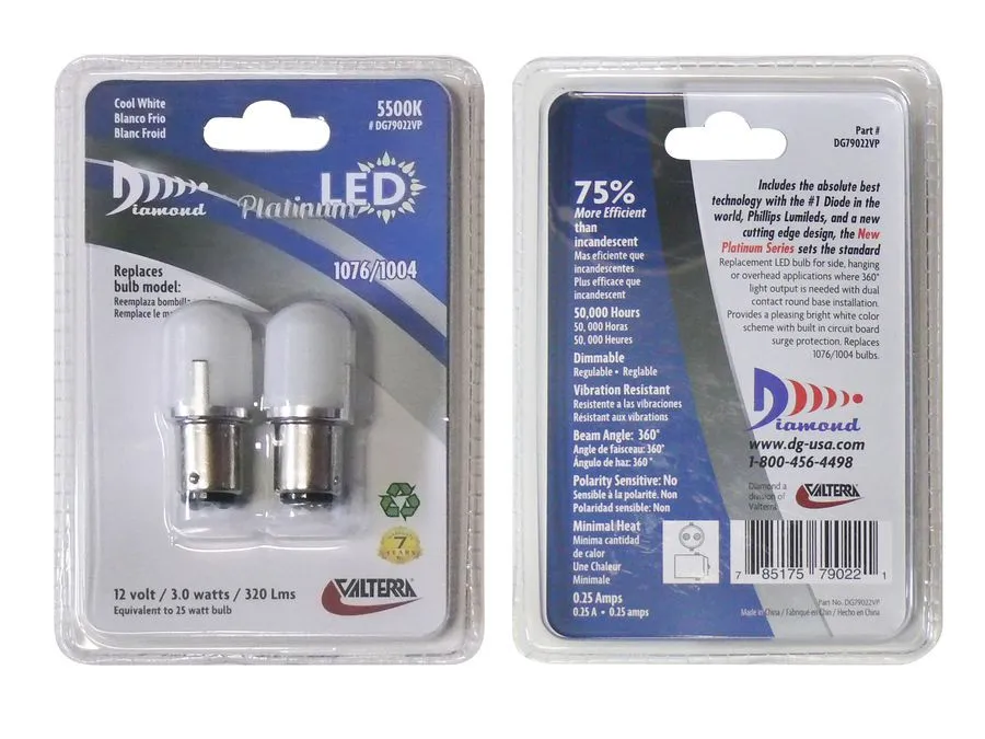 LED 2PK WHITE CAP 1076 PLATINU